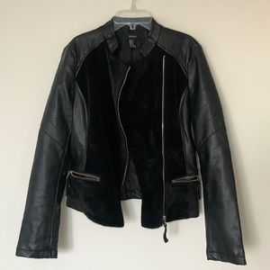 Black moto vegan leather jacket